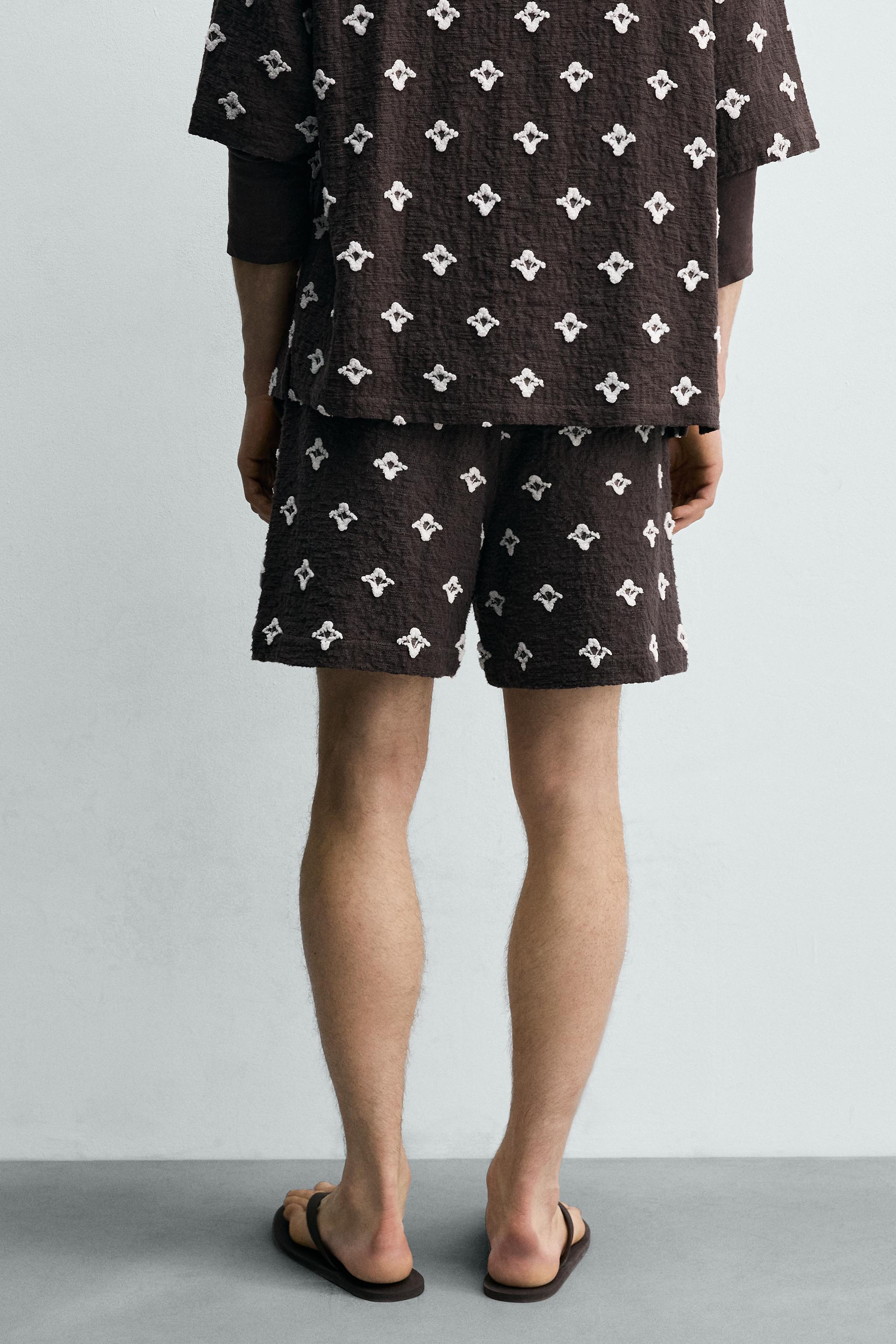 RELAXED FIT TEXTURED JACQUARD SHORTS
